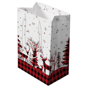 Buffalo Plaid Gingham Festive Christmas  Medium Gift Bag