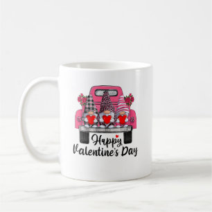 Buffalo Plaid Gnome and Truck Happy Valentines Day Coffee Mug