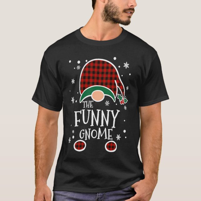 Buffalo Plaid  Gnome  Christmas Family Matching T-Shirt (Front)