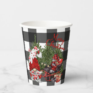 Buffalo Plaid Gnome Christmas  Paper Cups