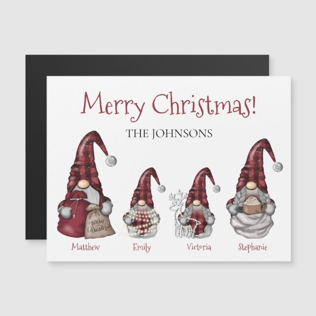 Buffalo Plaid Gnome Family Personalised Christmas  (Front/Back)