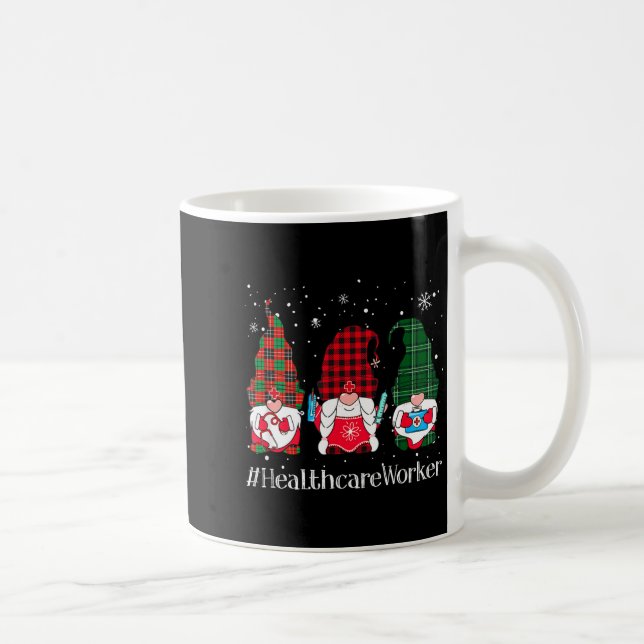 Buffalo Plaid Gnome Healthcare Worker Nurse Christ Coffee Mug (Right)