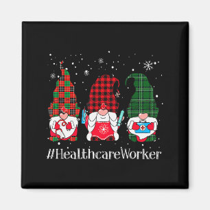 Buffalo Plaid Gnome Healthcare Worker Nurse Christ Magnet