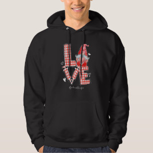 Buffalo Plaid Gnome Love Scrub Life Nurse Valentin Hoodie