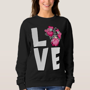 Buffalo Plaid Gnome Love Valentines Day Pink Heart Sweatshirt