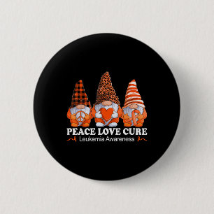 Buffalo Plaid Gnome Peace Love Cure Leukaemia Awar 6 Cm Round Badge