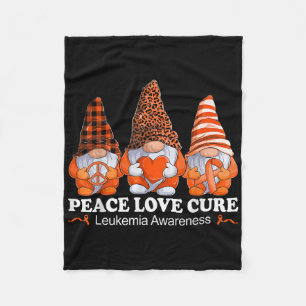 Buffalo Plaid Gnome Peace Love Cure Leukaemia Awar Fleece Blanket