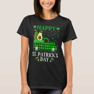 Buffalo Plaid Green Truck Avocado Fruit St Patric T-Shirt