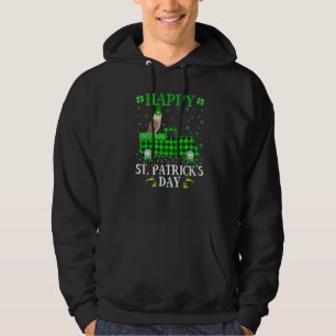 Buffalo Plaid Green Truck Barn Owl Bird St Patrick Hoodie