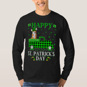 Buffalo Plaid Green Truck Corgi Dog St Patrick's D T-Shirt