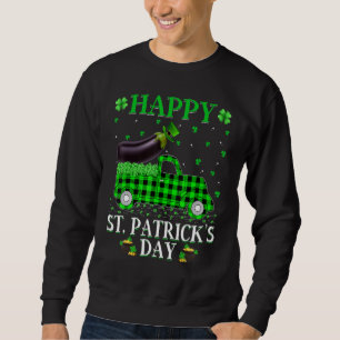 Buffalo Plaid Green Truck Eggplant Fruit St Patri Sweatshirt