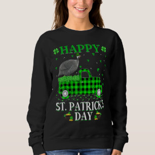 Buffalo Plaid Green Truck Guinea Fowl Bird St Patr Sweatshirt