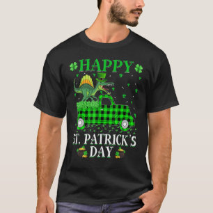 Buffalo Plaid Green Truck Spinosaurus St. Patrick' T-Shirt