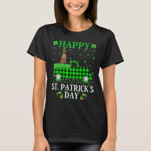 Buffalo Plaid Green Truck Vizsla Dog St. Patrick's T-Shirt