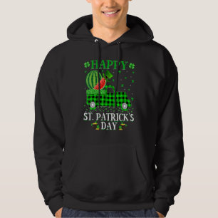 Buffalo Plaid Green Truck Watermelon Fruit St Patr Hoodie
