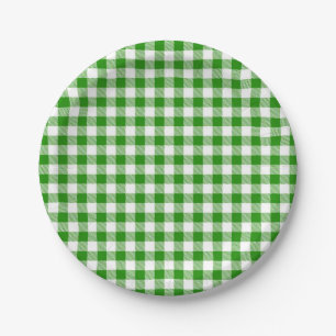 Buffalo Plaid Green White Classic Multipurpose Paper Plate