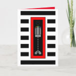 Buffalo Plaid Hanukkah Menorah Card<br><div class="desc">A striped and buffalo plaid hanukkiah is topped by colourful heart flames within a bold red frame and superimposed over bold black and white stripes.  Interior card features "Hanukkah Blessings!" and is bordered and coordinated for your writing pleasure.  ~ karyn</div>