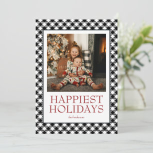 Buffalo Plaid Happiest Holidays Photo Holiday Card