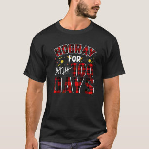 Buffalo Plaid Happy 100th Day of School Hooray for T-Shirt