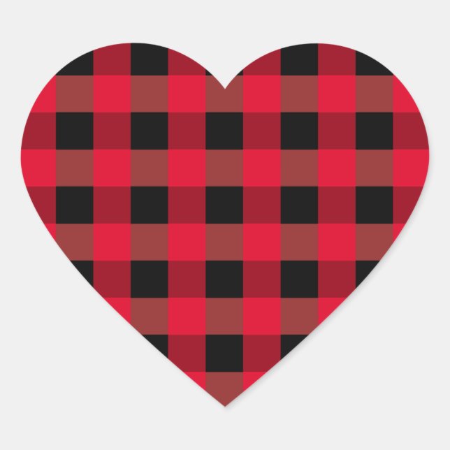 Buffalo plaid heart heart sticker (Front)