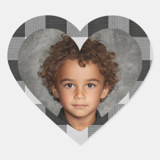 Buffalo Plaid Heart Photo Sticker Custom Picture