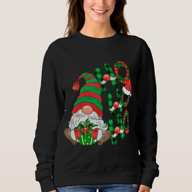 Buffalo Plaid Ho Ho Matching Family Christmas Gnom Sweatshirt (Front)
