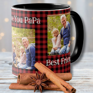 Buffalo Plaid Holiday Photo Gift Grandpa Dad Mom Mug
