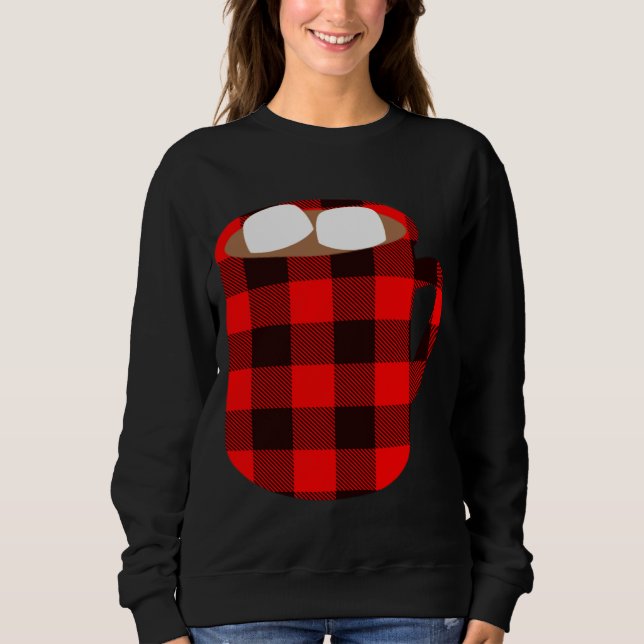 Buffalo Plaid Hot Cocoa Cup with Marshmallow Chris Sweatshirt (Front)