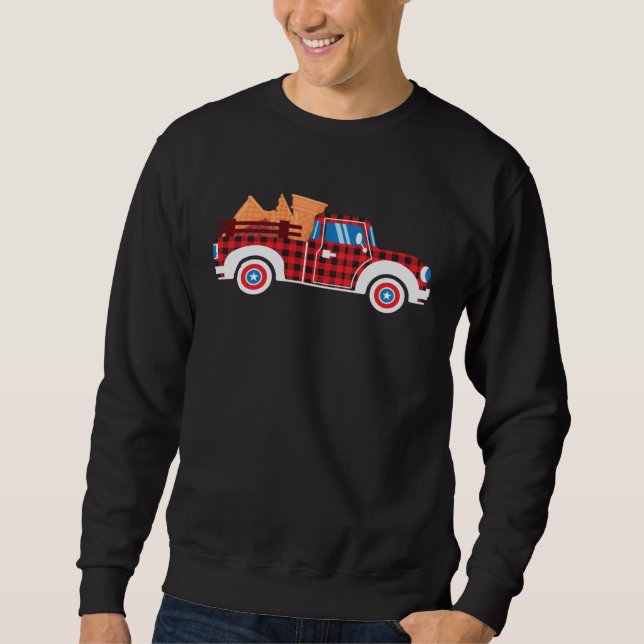 Buffalo Plaid Ice Cream Cone Truck 4th Of July USA Sweatshirt (Front)