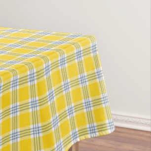 Buffalo Plaid in Yellow, White, and Navy Tablecloth