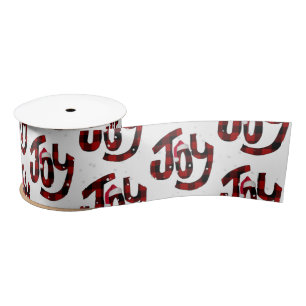 Buffalo Plaid Joy And Snowflakes Satin Ribbon