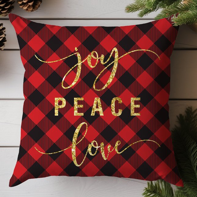 Buffalo Plaid Joy Peace Love Cushion (Creator Uploaded)