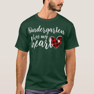 Buffalo Plaid Kindergarten Has My Heart Teacher Va T-Shirt