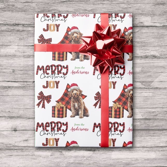 Buffalo Plaid Labradoodle Dog Christmas Wrapping Paper (Creator Uploaded)