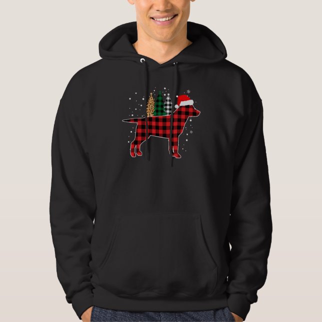 Buffalo Plaid Labrador Retriever Dog Tree Christma Hoodie (Front)