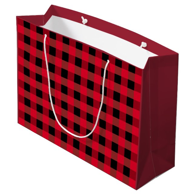 Buffalo plaid large gift bag (Back Angled)