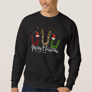Buffalo Plaid & Leopard Horseshoe Reindeer Santa H Sweatshirt
