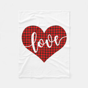 Buffalo Plaid Leopard Love Heart Gift For Her Vale Fleece Blanket