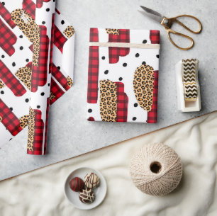 Buffalo Plaid & Leopard Print Christmas Wrapping Paper