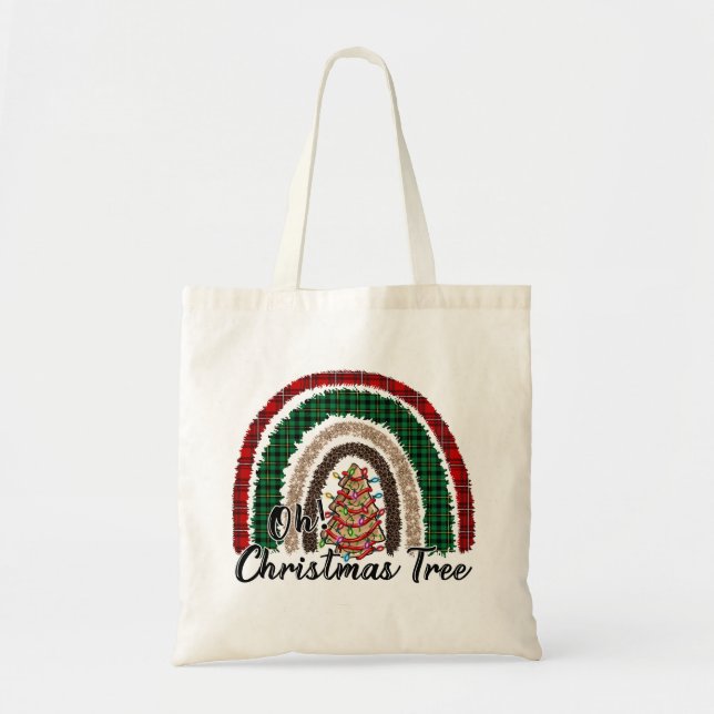 Buffalo Plaid & Leopard Print Rainbow (2) Tote Bag (Front)
