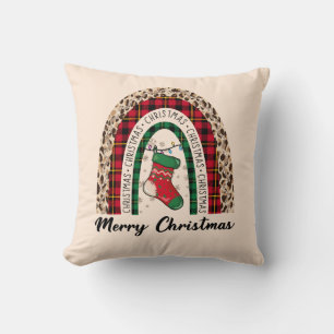 Buffalo Plaid & Leopard Print Rainbow Cushion