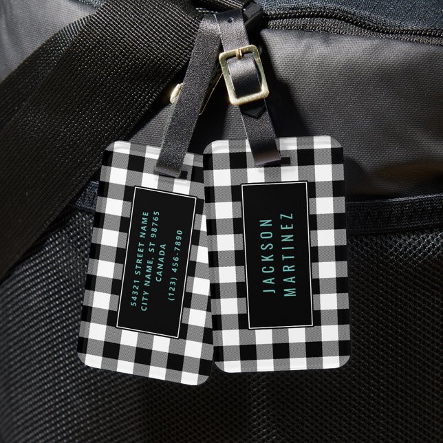 Buffalo Plaid Luggage Tag (Black & White) (Creator Uploaded)