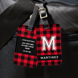 Buffalo Plaid Luggage Tag with Monogram