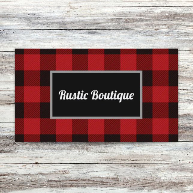 buffalo plaid lumberjack rustic western country  business card (buffalo plaid lumberjack rustic western country business card)