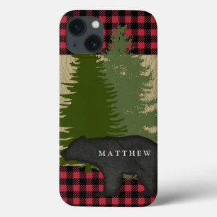 Buffalo Plaid Lumberjack Woodland Bear Forest iPhone 13 Case