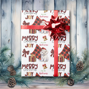 Buffalo Plaid Maltese Dog Christmas Wrapping Paper