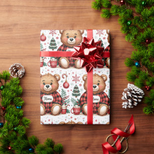 Buffalo Plaid Mama Bear Christmas Xmas Wrapping Paper