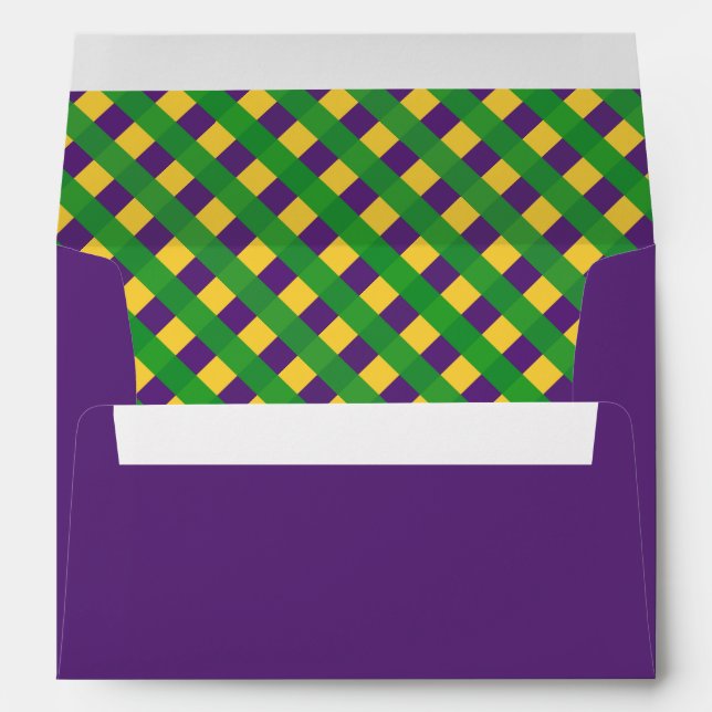 Buffalo Plaid Mardi Gras Style Purple Envelope (Back (Bottom))