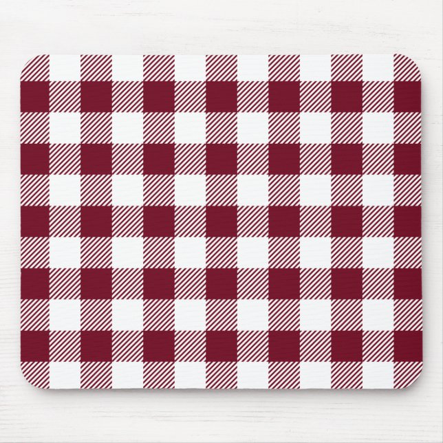 Buffalo Plaid: Maroon Mouse Pad (Front)