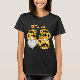 Buffalo Plaid Matching Gnomies With Cute Sunflower T-Shirt